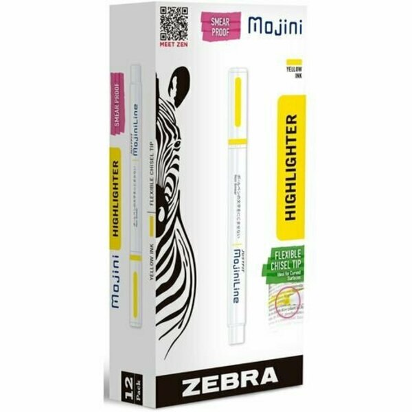Zebra Pen Highlighters, Chisel, Flex Tip, 3.5-4mm, Yellow, 12PK ZEB70250